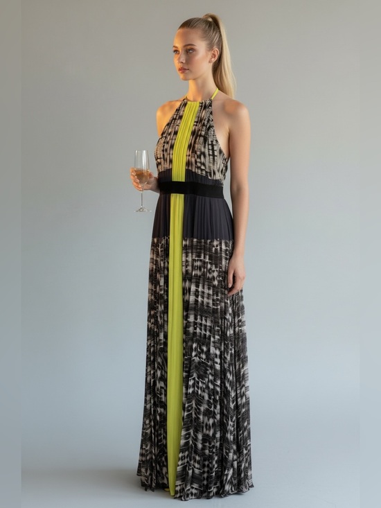 BCBGMaxAzria Dresses & Skirts - BCBGMaxAzria Constantine Maxi Dress - Long Chiffon Pleated Multicolor